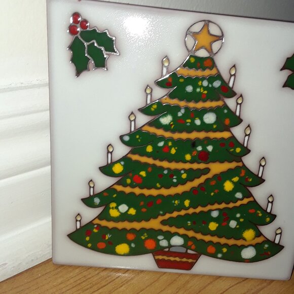 Hand Painted Christmas Tree Ceramic Tile/Trivet - Picture 10 of 11